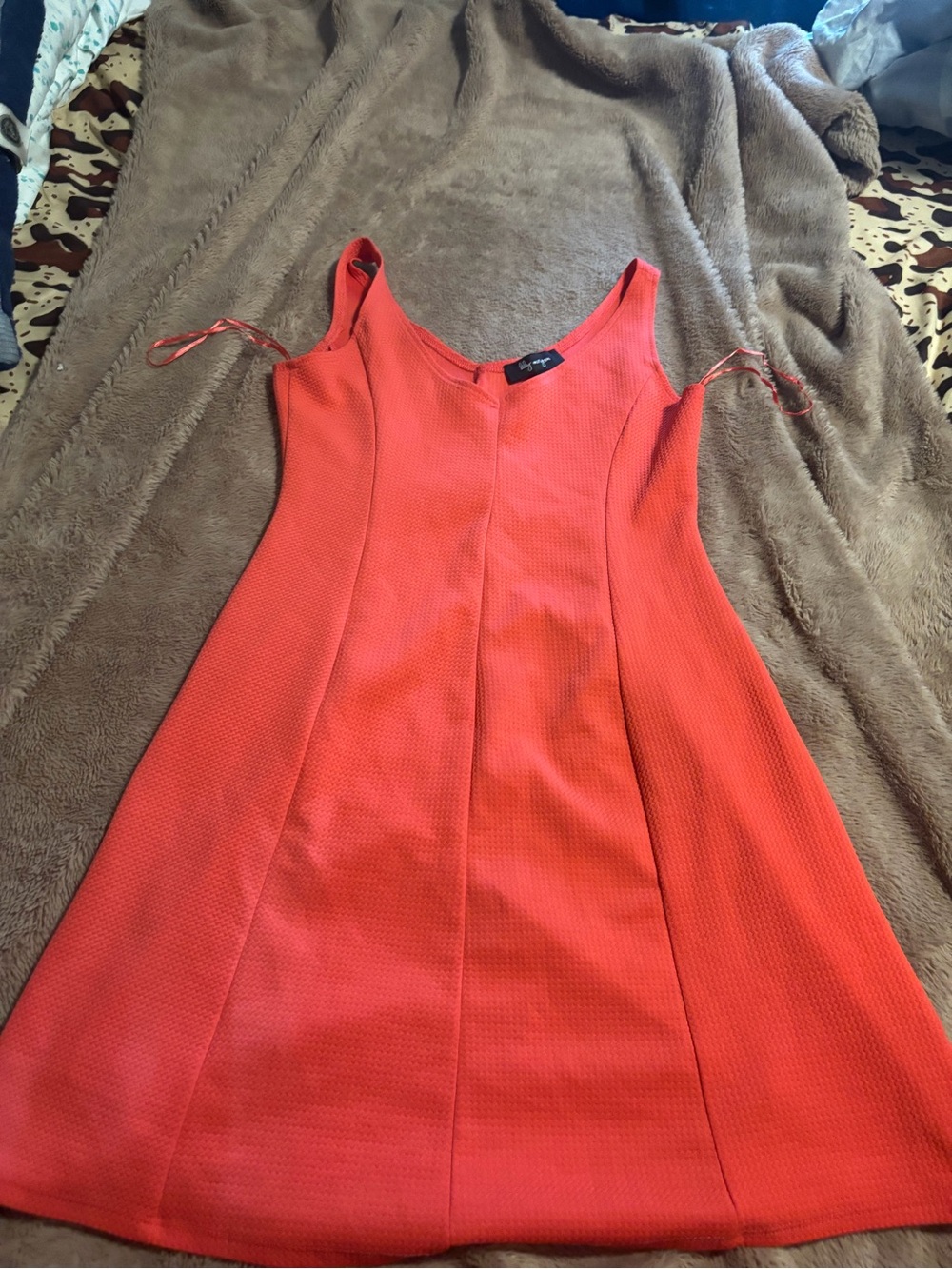 Sleeveless Coral Mini Dress - Unknown Brand